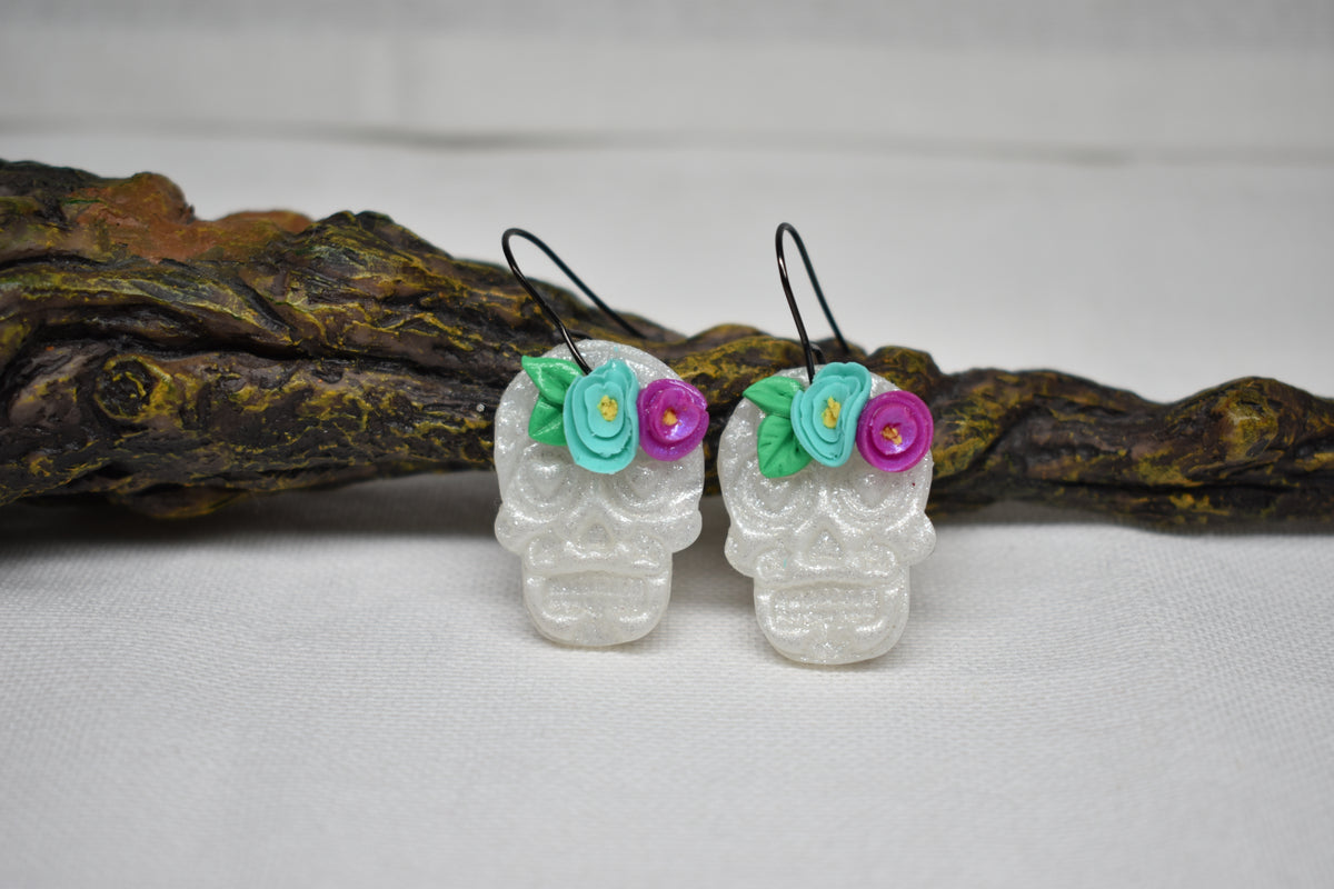 Crystal Sugar Skull Earrings