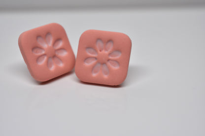 Tile Stud Earrings – Soft Coral