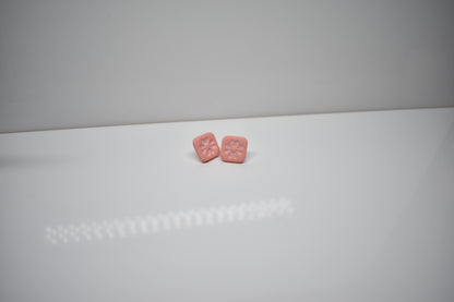 Tile Stud Earrings – Soft Coral