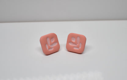 Tile Stud Earrings – Soft Coral