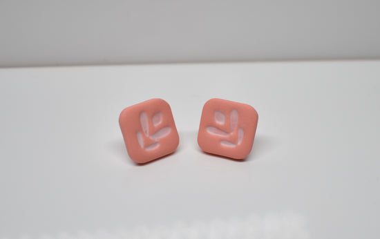 Tile Stud Earrings – Soft Coral