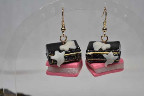 Ghost Skull Book Earrings