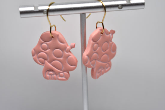 Mushroom House Dangle Earrings – Soft Pink