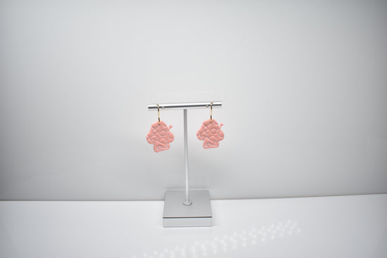 Mushroom House Dangle Earrings – Soft Pink