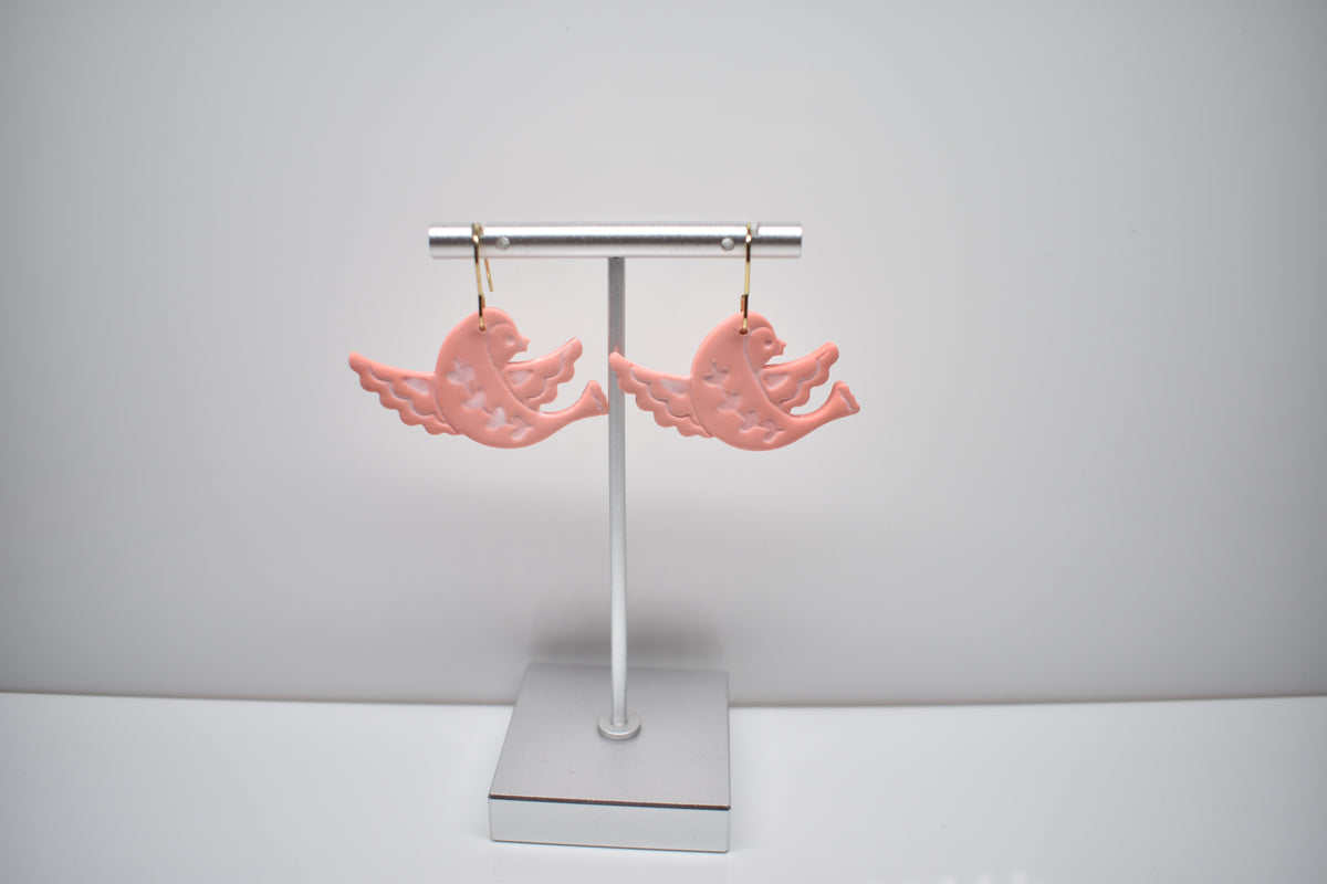 Coral Dove Dangle Earrings