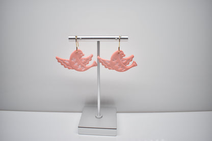 Coral Dove Dangle Earrings