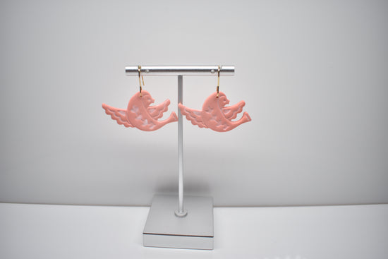 Coral Dove Dangle Earrings