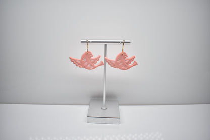 Coral Dove Dangle Earrings