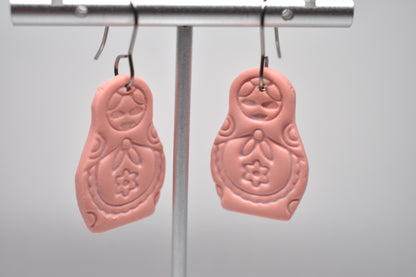 Matryoshka -Babushka Dangle Earrings – Coral