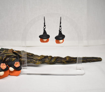 Pumpkin Witch Gnomes Earrings