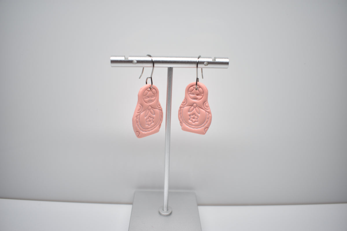 Matryoshka -Babushka Dangle Earrings – Coral