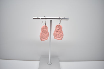 Matryoshka -Babushka Dangle Earrings – Coral