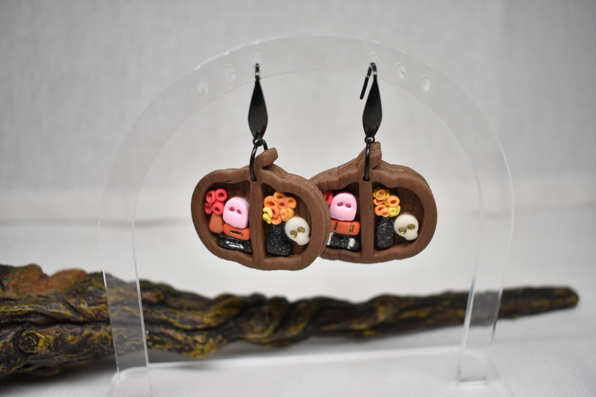 Spooky Pumpkin Bookshelf Earrings