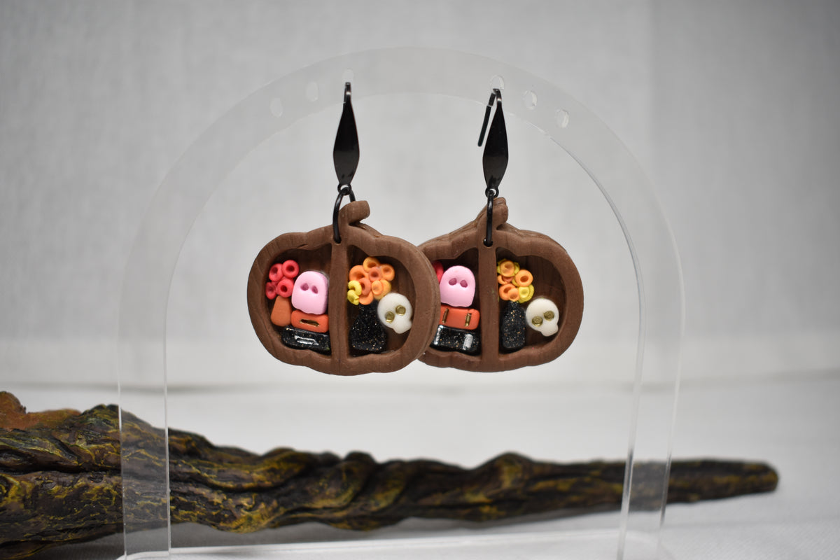 Spooky Pumpkin Bookshelf Earrings