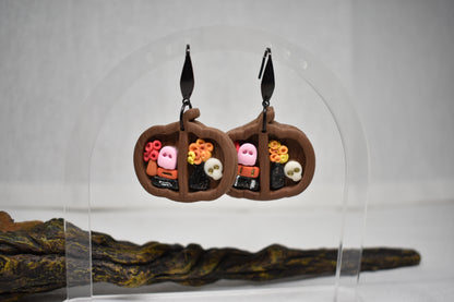 Spooky Pumpkin Bookshelf Earrings