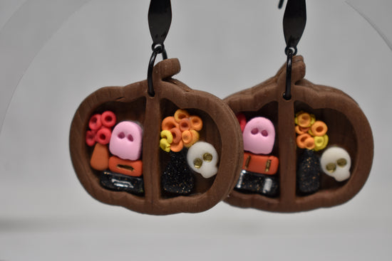 Spooky Pumpkin Bookshelf Earrings