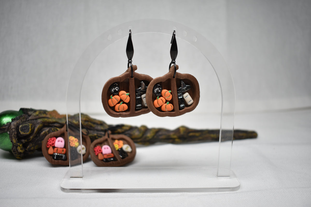 Spooky Pumpkin Bookshelf Earrings