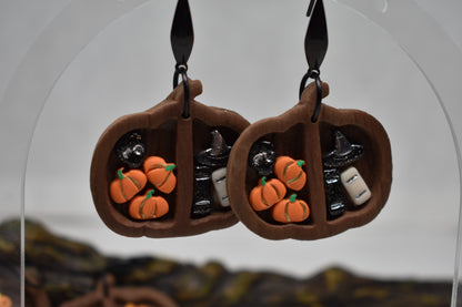 Spooky Pumpkin Bookshelf Earrings