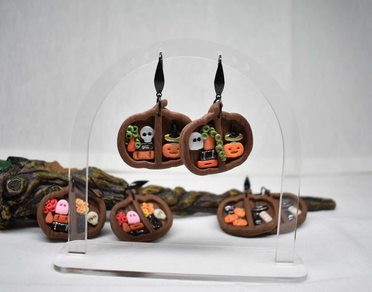 Spooky Pumpkin Bookshelf Earrings