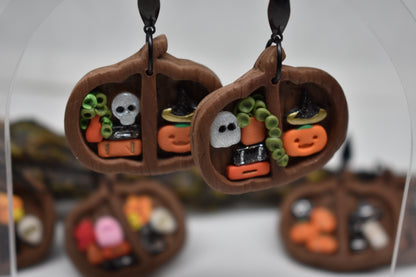 Spooky Pumpkin Bookshelf Earrings