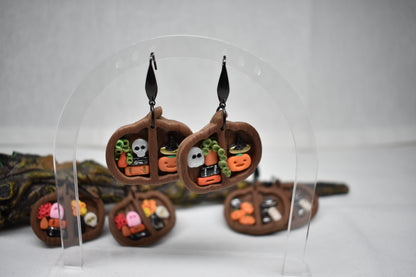 Spooky Pumpkin Bookshelf Earrings