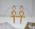Gold Ankh Drop Earrings