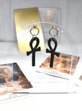 Black Ankh Drop Earrings