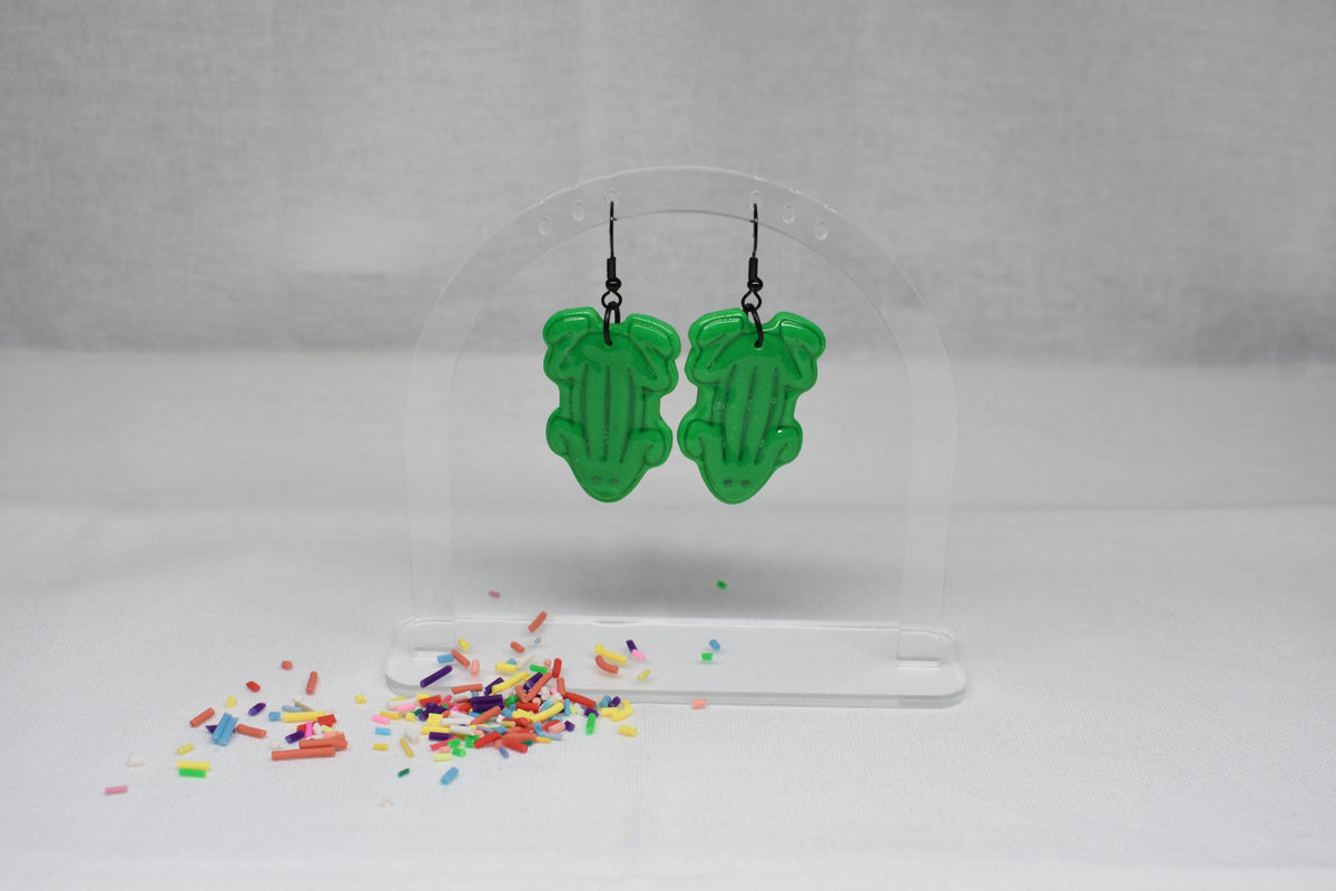 Red and Green Frog Earrings – Handmade Polymer Clay, Aussie Lolly Jewellery