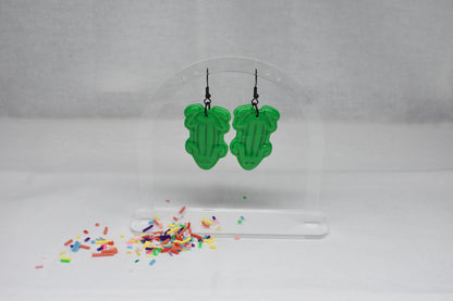 Red and Green Frog Earrings – Handmade Polymer Clay, Aussie Lolly Jewellery