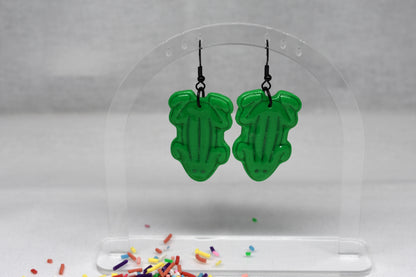Red and Green Frog Earrings – Handmade Polymer Clay, Aussie Lolly Jewellery