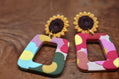 Sunflower Rectangle Drop Earrings