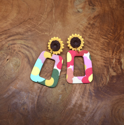 Sunflower Rectangle Drop Earrings
