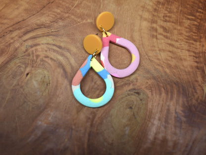 Apricot Circle & Teardrop Earrings