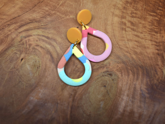 Apricot Circle & Teardrop Earrings
