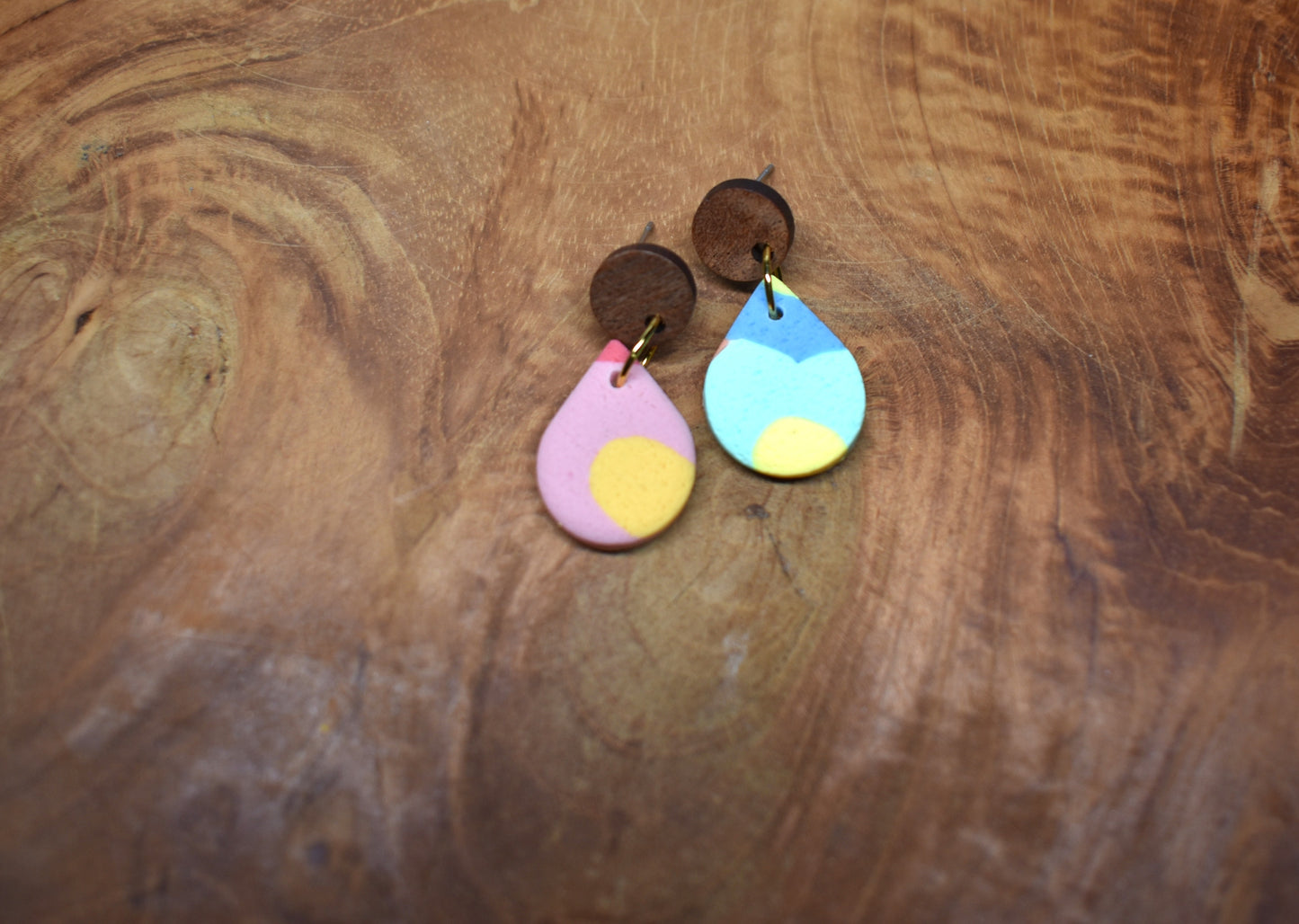 Walnut Stud Teardrop Earrings