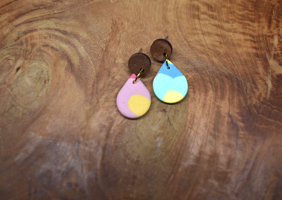 Walnut Stud Teardrop Earrings