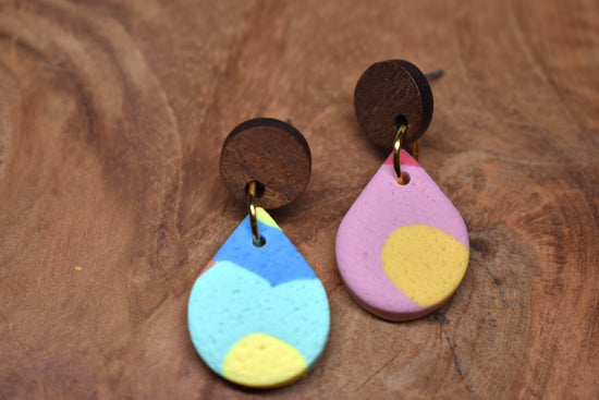 Walnut Stud Teardrop Earrings