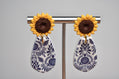 Delft Sunflower Solid Teardrop Earrings
