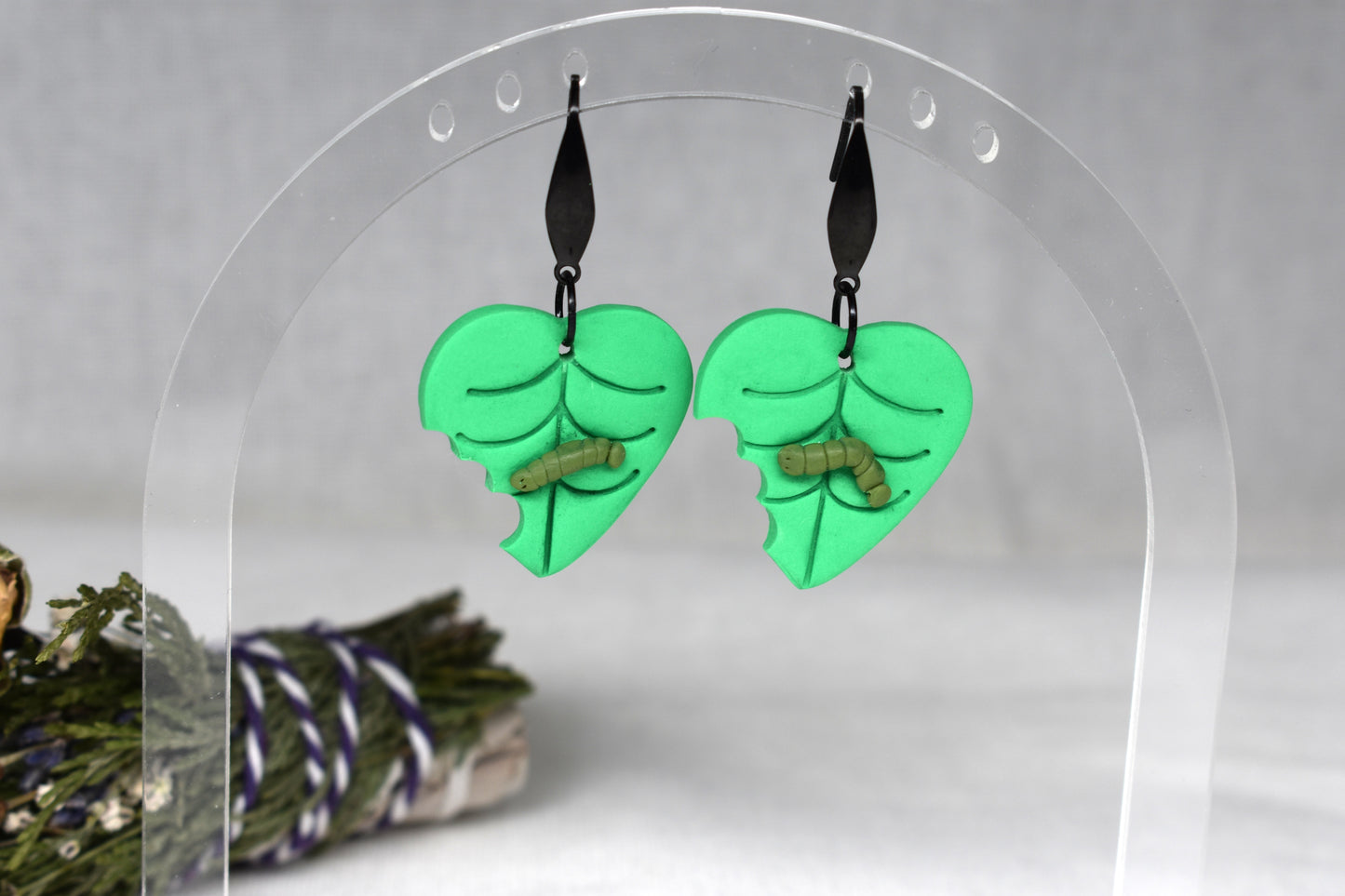 Hungry Caterpillar Leaf Earrings