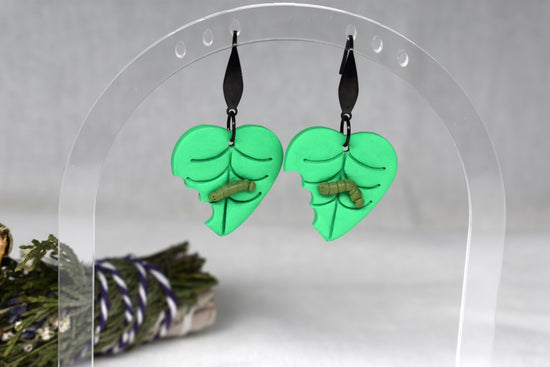 Hungry Caterpillar Leaf Earrings
