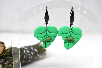 Hungry Caterpillar Leaf Earrings