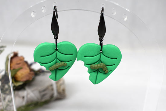 Hungry Caterpillar Leaf Earrings