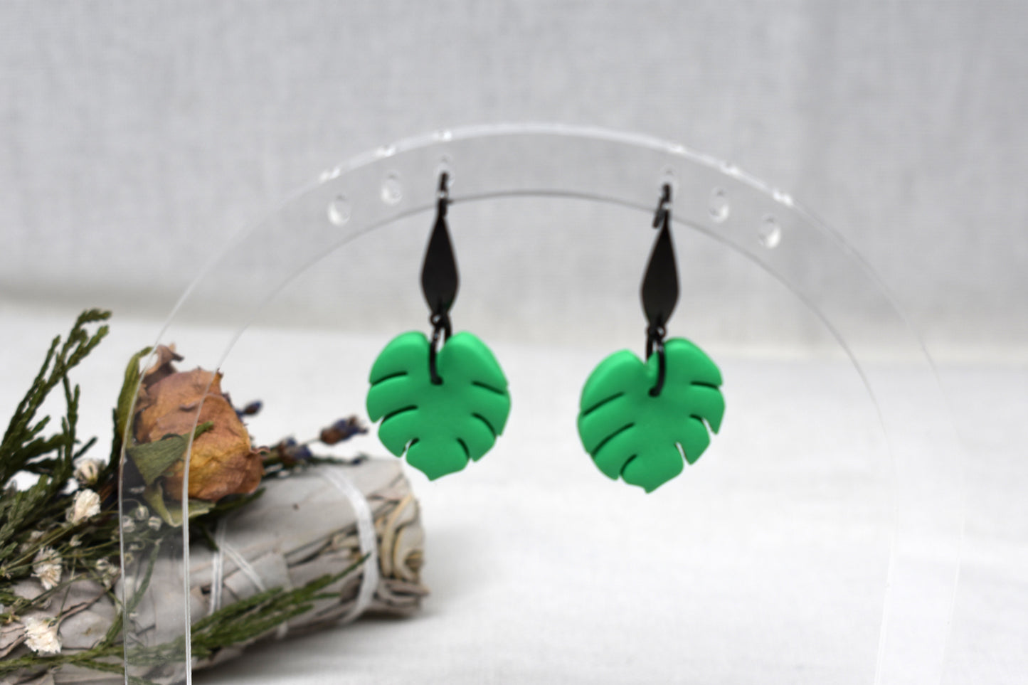 Monstera Leaf Earrings Small