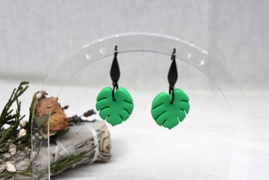 Monstera Leaf Earrings Small