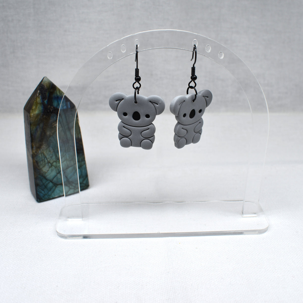 Koala Dangle Earrings – Handmade Polymer Clay, Australian Animal Jewellery