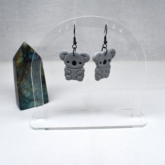 Koala Dangle Earrings – Handmade Polymer Clay, Australian Animal Jewellery