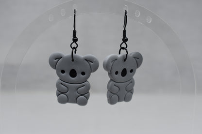 Koala Dangle Earrings – Handmade Polymer Clay, Australian Animal Jewellery