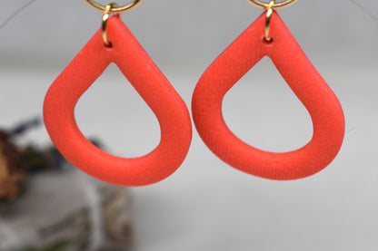 Bright Coral Open Teardrops