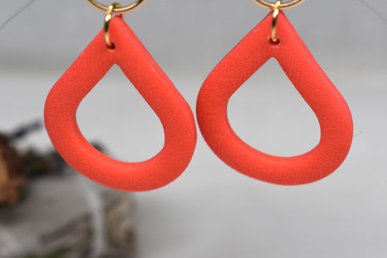 Bright Coral Open Teardrops