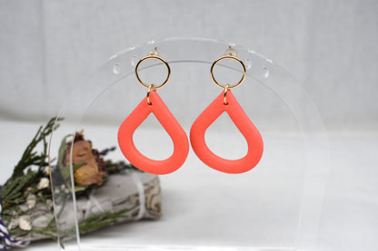 Bright Coral Open Teardrops
